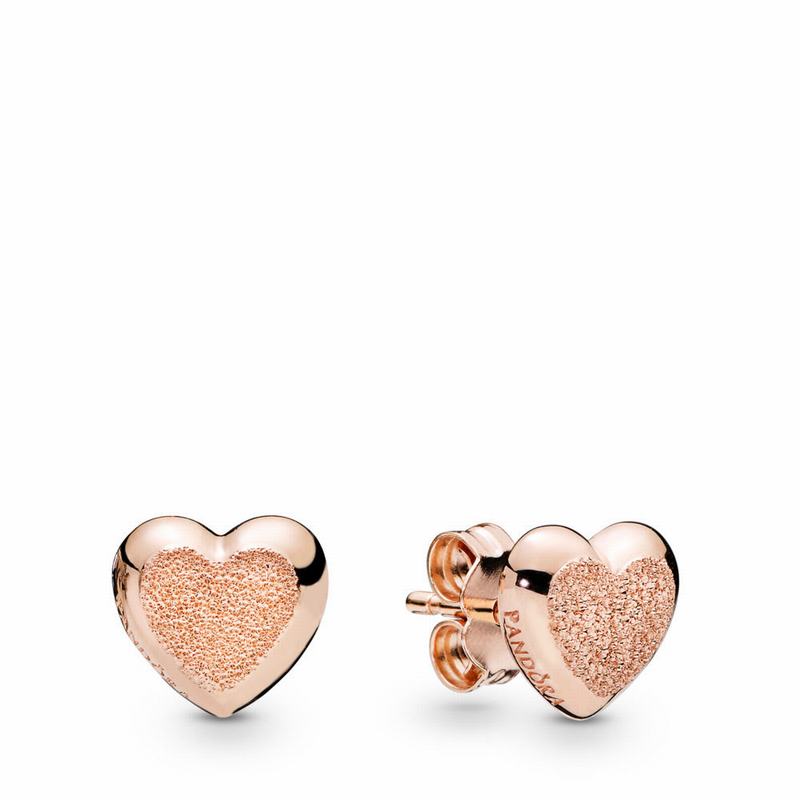 Pandora Australia Rose™ Matte Brilliance Hearts Stud Earrings | MALRKV287